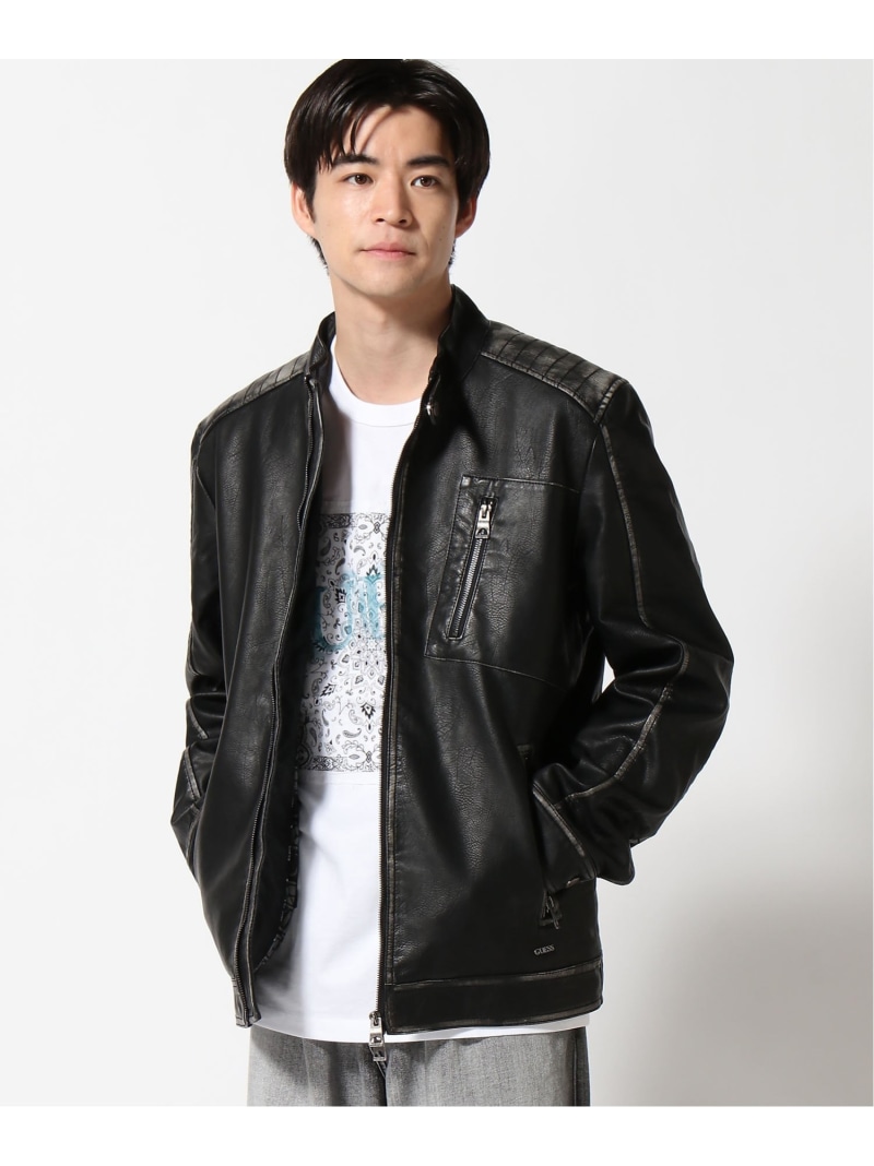 楽天市場】【SALE／60%OFF】GUESS ジャケット (M)Pu Leather Washed