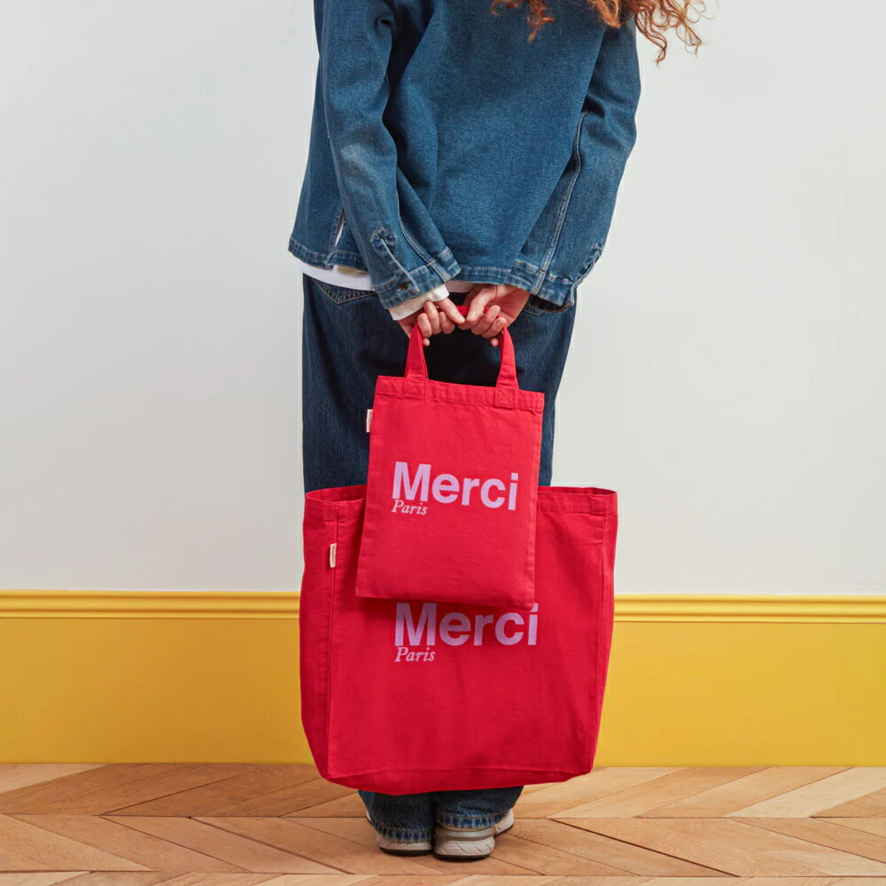楽天市場】日本未発売【パリ直輸入】Merci cotton Tote Bag - Rouge