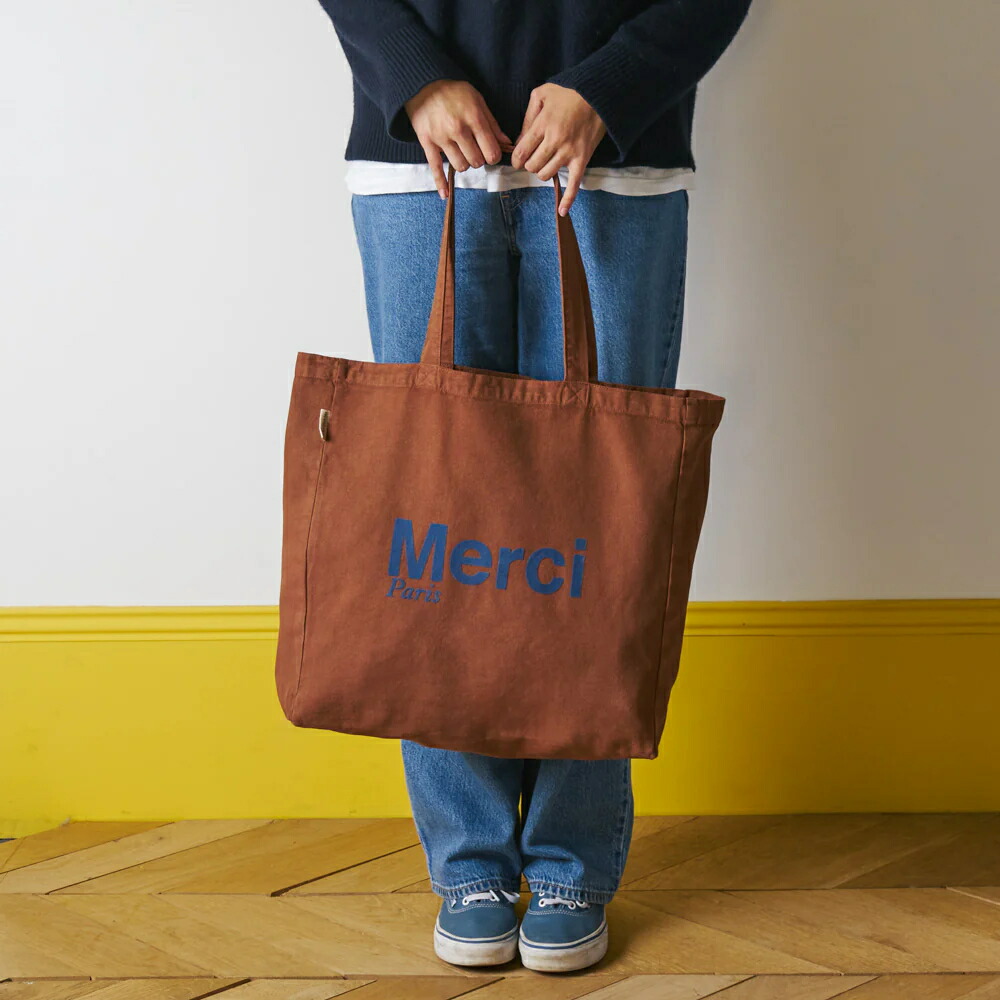 楽天市場】日本未発売【パリ直輸入】Merci cotton Tote Bag - Brown