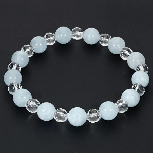楽天市場】アクアマリン カット 水晶 ブレスレット 8mm 16.5cm