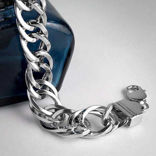 楽天市場】極太 軽量 ダブル 喜平 チェーン シルバーブレスレット 18