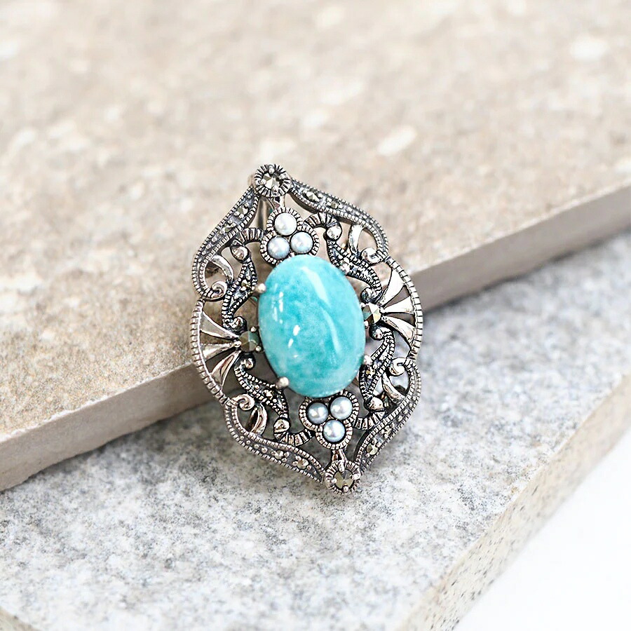 楽天市場】ROKUZAN アマゾナイト ブローチ ペンダントトップ (チェーン