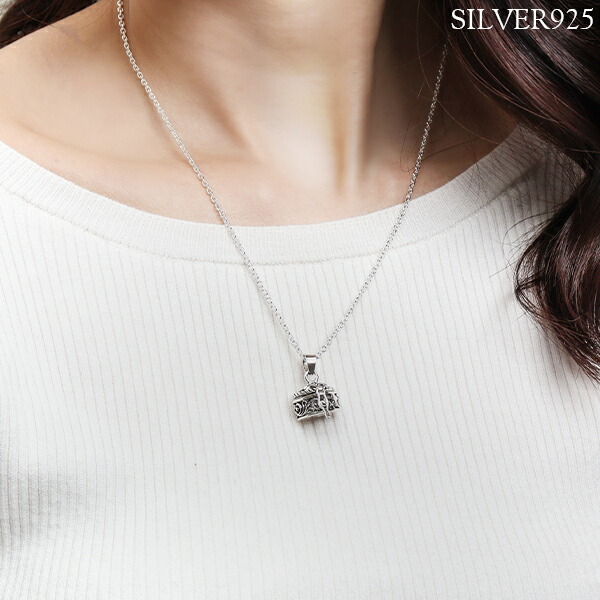 楽天市場】透かし ハート ボックス シルバー ネックレス (チェーン付き