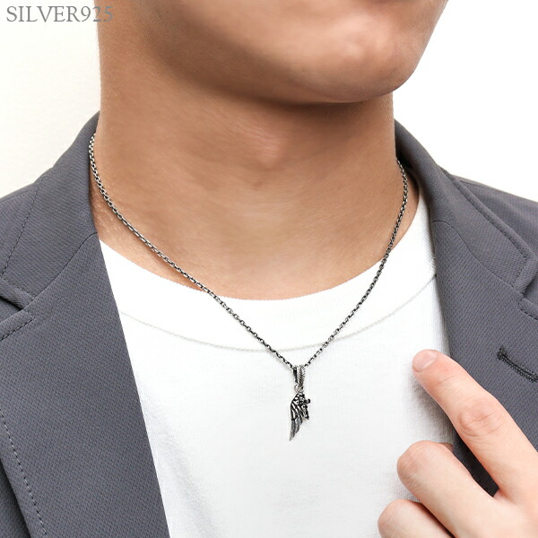 楽天市場】クロス ウイング シルバーネックレス チェーン付 メンズ
