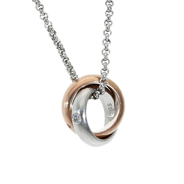 楽天市場】ピンクゴールド ツインカラー ダブル リング ネックレス