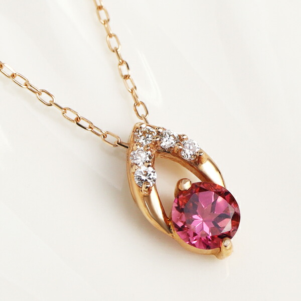 楽天市場】K18 ピンクトルマリン ダイヤモンド ネックレス ピンク