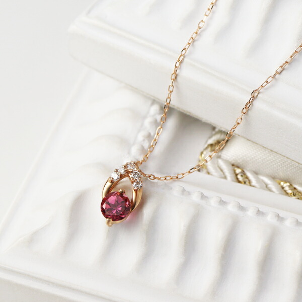 楽天市場】K18 ピンクトルマリン ダイヤモンド ネックレス ピンク