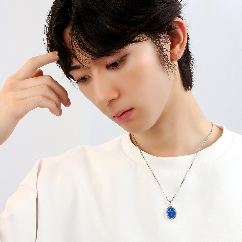 楽天市場】Zanipolo Terzini ブルー クロス ステンレス ネックレス