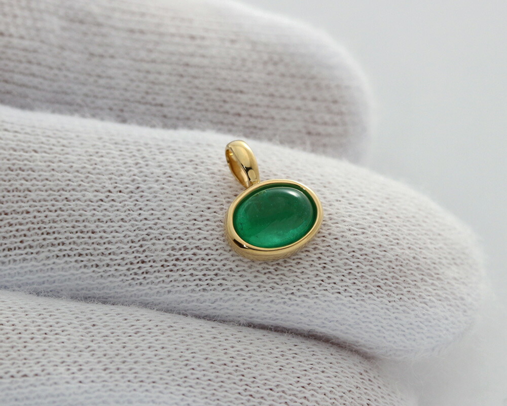 K18 天然石エメラルド ペンダントトップ 18金イエローゴールド pear