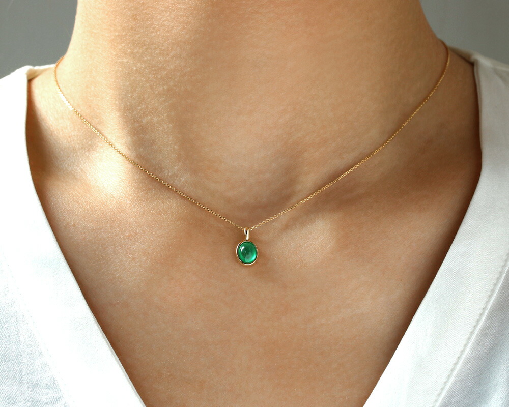K18 天然石エメラルド ペンダントトップ 18金イエローゴールド pear