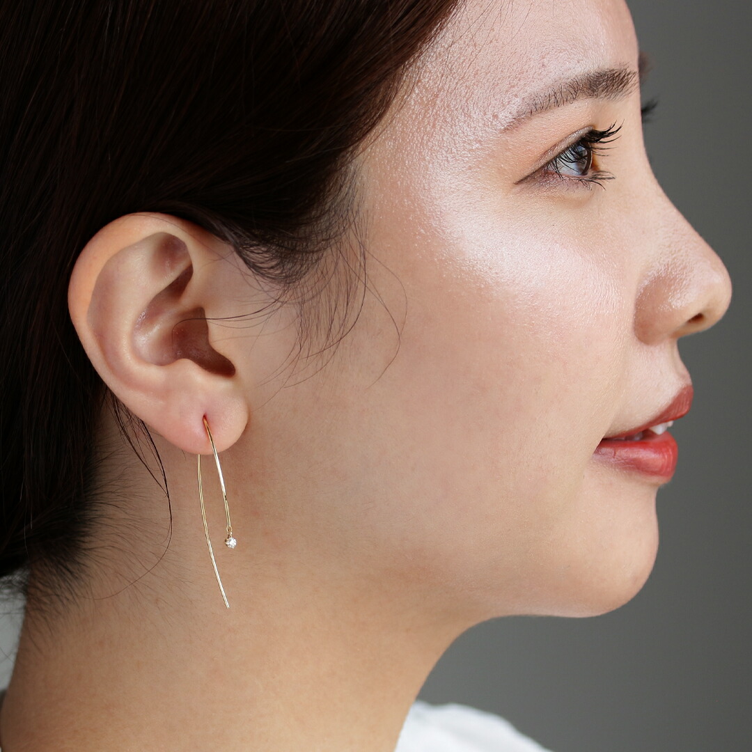 楽天市場】K18 天然 ダイヤモンド 計0.10ct 揺れる 一粒ダイヤ