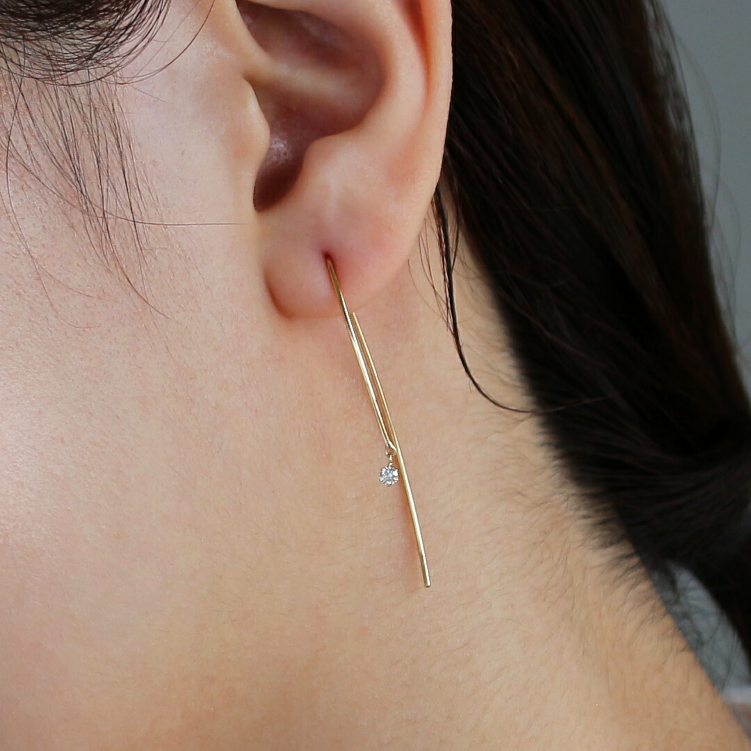 楽天市場】K18 天然 ダイヤモンド 計0.10ct 揺れる 一粒ダイヤ