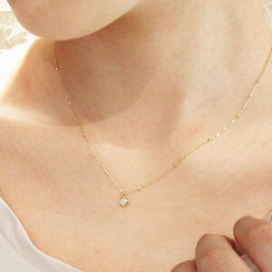 楽天市場】K18 天然 ダイヤモンド 0.1ct スクエア 一粒 ネックレス