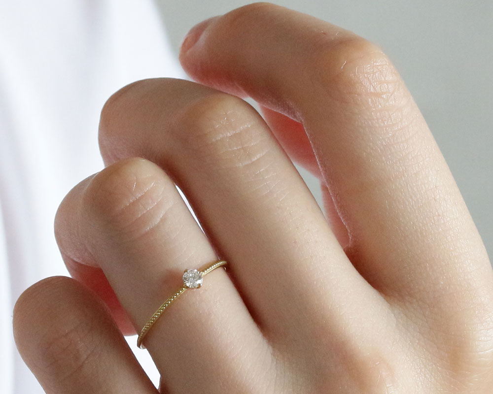 楽天市場】K18 K10 天然ダイヤモンド 0.1ct 四本爪 一粒 リング 1号