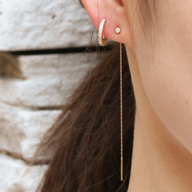 楽天市場】K18 K10 天然 ダイヤモンド 計0.07ct ミニ フープピアス