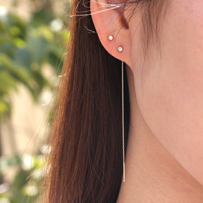 楽天市場】K18 K10 天然 ダイヤモンド 0.025ct 一粒 ピアス 片耳用 ※一