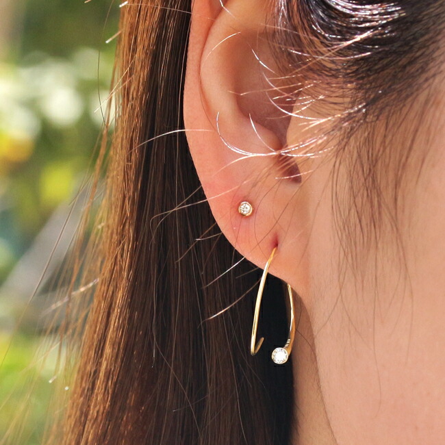 楽天市場】K18 K10 天然 ダイヤモンド 0.025ct 一粒 ピアス 片耳用 ※一