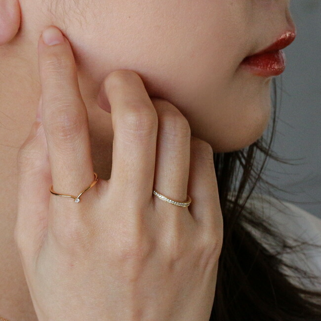 楽天市場】K18 天然 ダイヤモンド 0.01ct Vライン リング 1号-15号送料