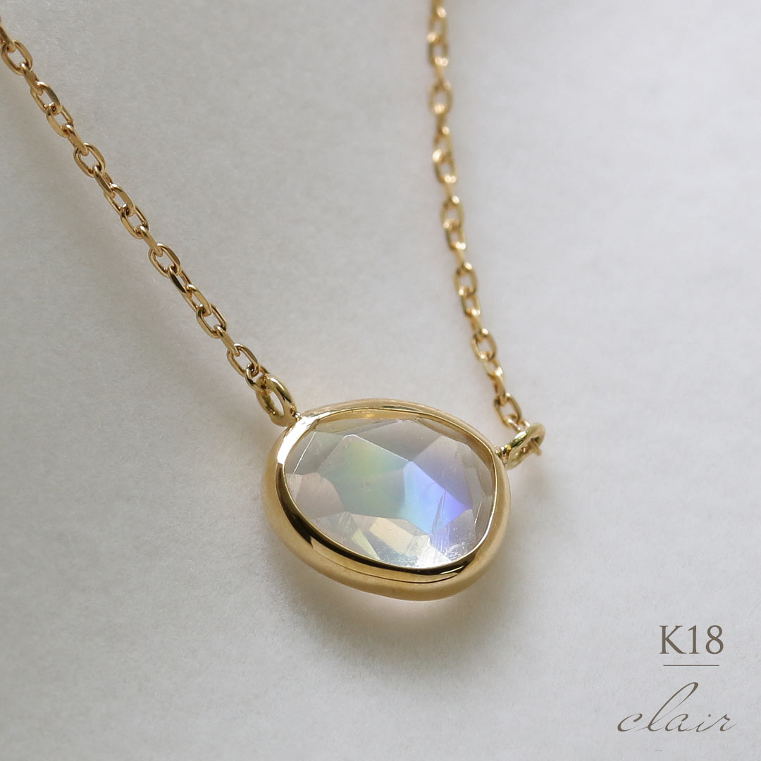 楽天市場】K18 スライス レインボームーンストーン ネックレス