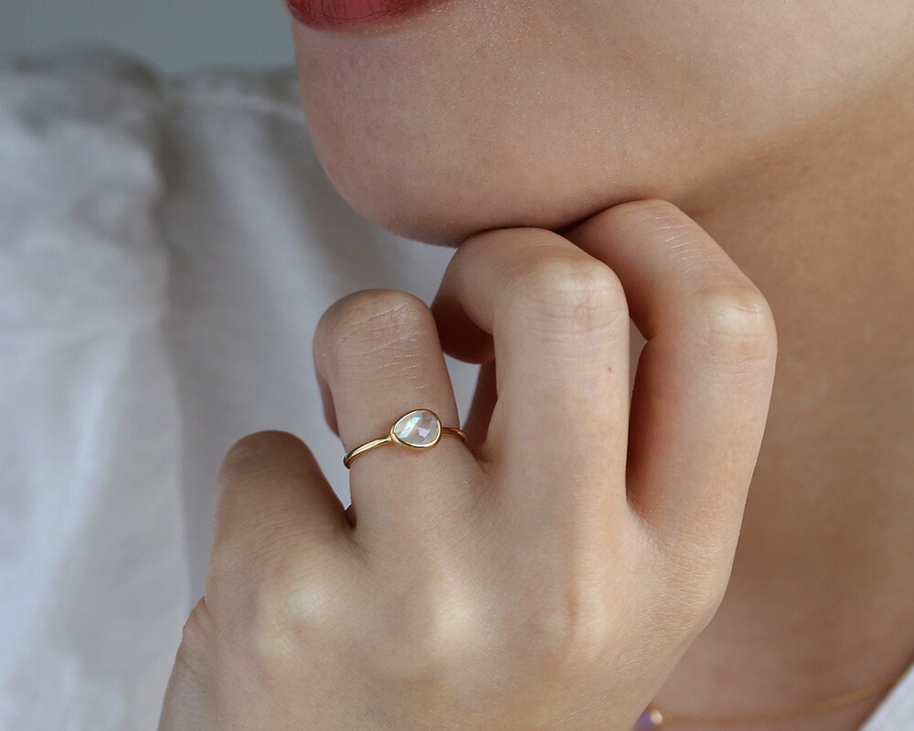 楽天市場】K18 K10 レインボームーンストーン リング 7号-13号