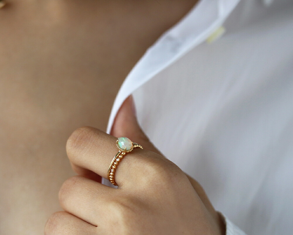 楽天市場】K18 エチオピアオパール リング 5号〜16号 イエローゴールド