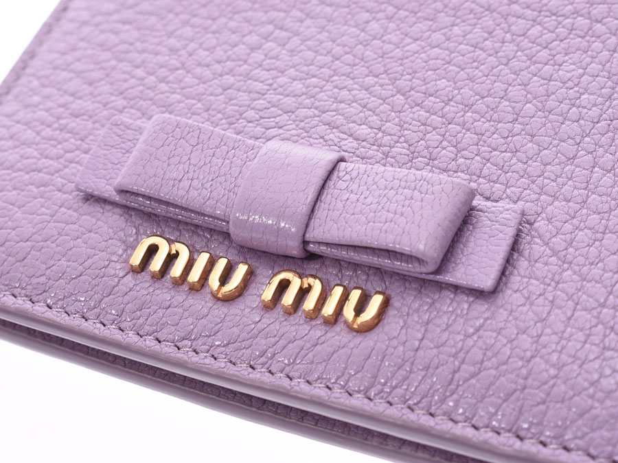 楽天市場】ミュウミュウ 二ツ折財布 パープル G金具 レディース レザー