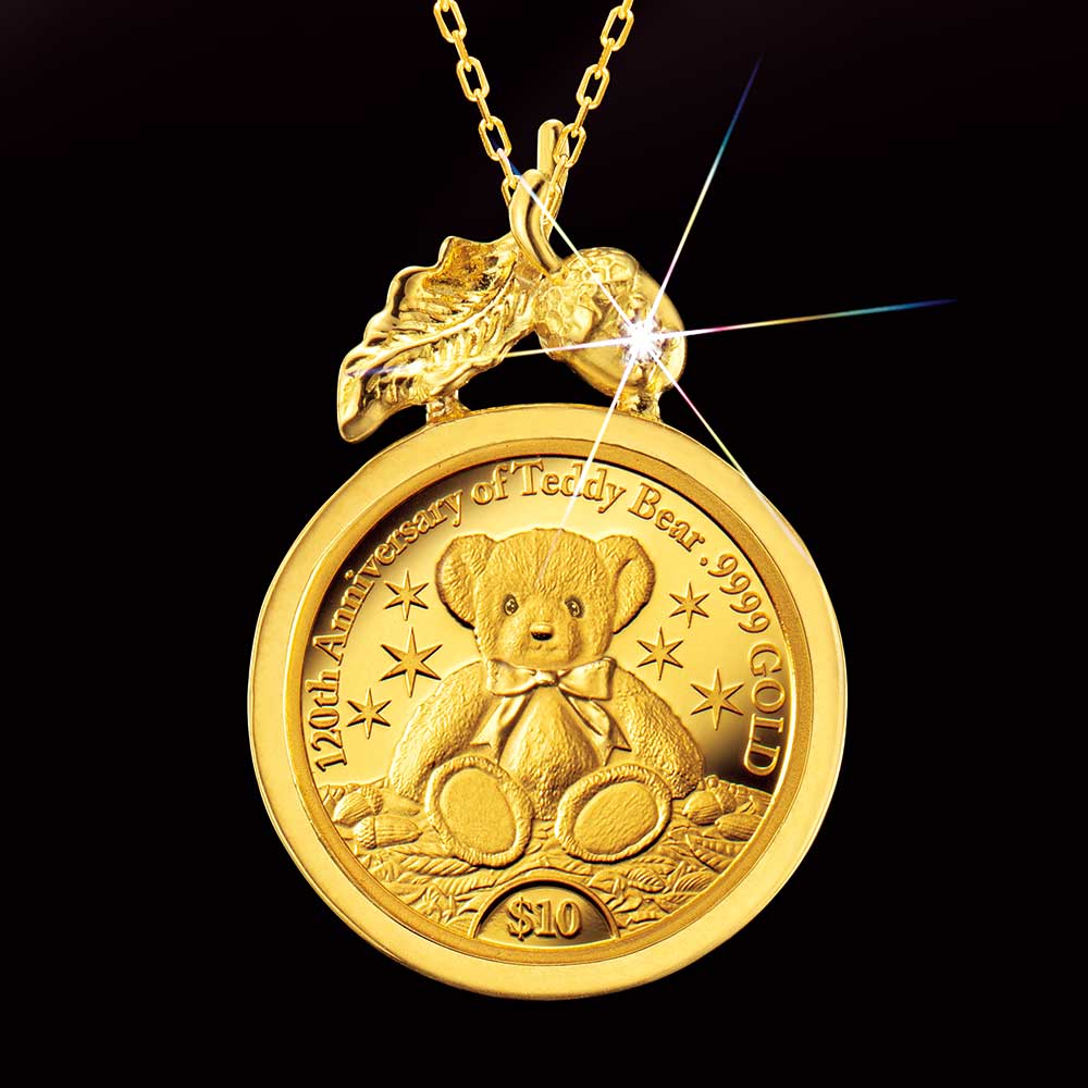 楽天市場】しあわせのテディ金貨 宝飾純金 コインペンダント