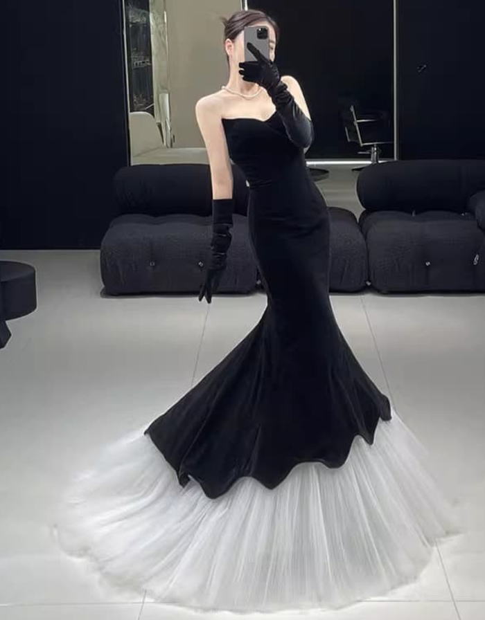 楽天市場】ALICE カラードレス バイカラー ベアトップ ベロア チュール