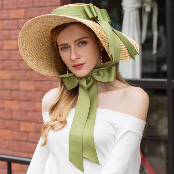 楽天市場】ストローハット つば広 大きい リボン付き女優ストロー