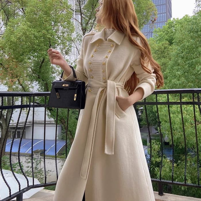 楽天市場】Mサイズのみ即納 コート 襟 ベルト 金ボタン ダブルフェイス