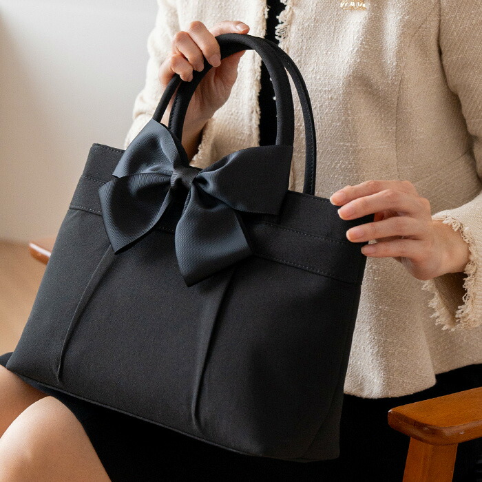 楽天市場】フォーマルバッグ 黒 ハンドバッグ リボン 脱着可能 トート