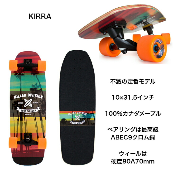楽天市場】Miller スペイン発 サーフスケート スケートボード スケボー