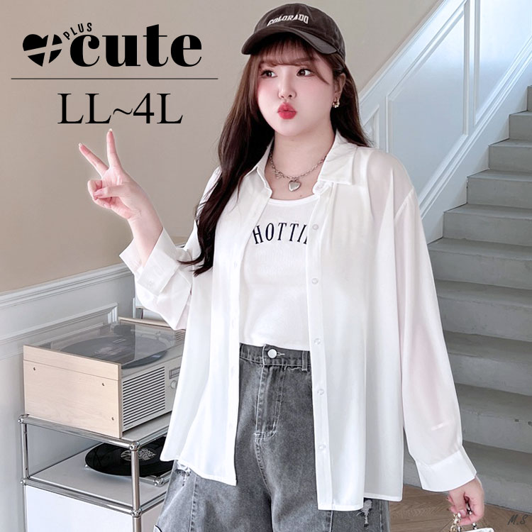 楽天市場】大きいサイズ レディース トップス シャツ ブラウス シアー