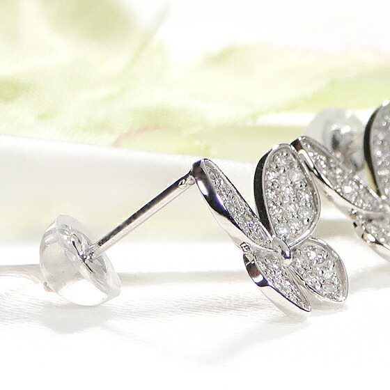 楽天市場】バタフライ ピアス ダイアモンド バタフライ 18金 プラチナ