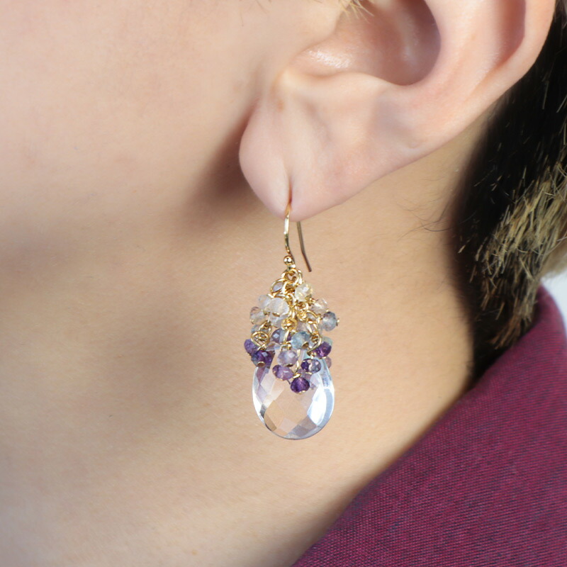 503a 708 714 エンジェルラダー アパタイト 水晶ラフロック ピアス