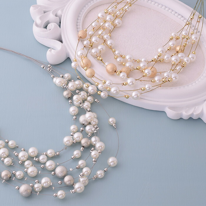 楽天市場】7連 バブルデザイン パールビーズネックレス ランダム配置 2