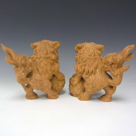 楽天市場】国産欅 玉獅子 高さ15cm 木彫り 置物 玉獅子 狛犬 [Ryusho