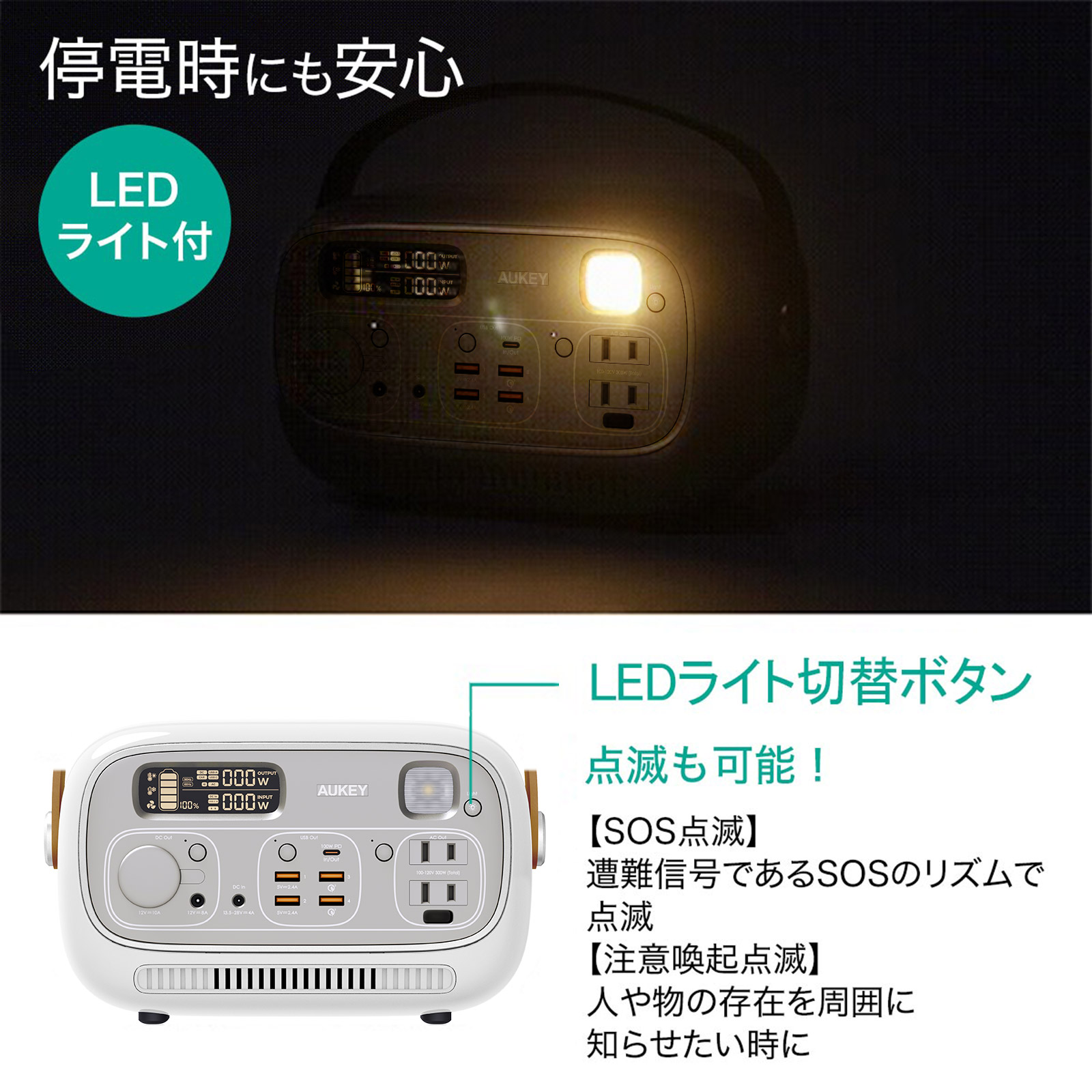 楽天市場】【公式店2年保証】AUKEY ポータブル電源 大容量 約300Wh PS