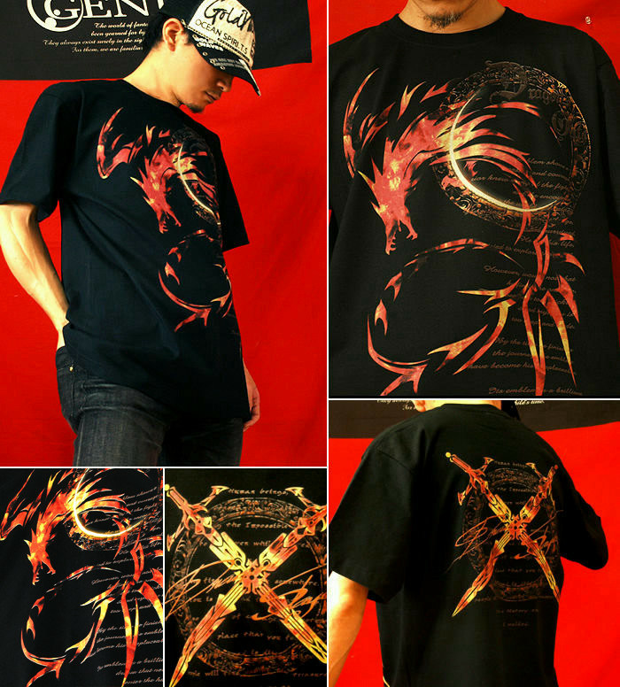 楽天市場】GENJU Tシャツ メンズ トライバル 竜 龍 ドラゴン