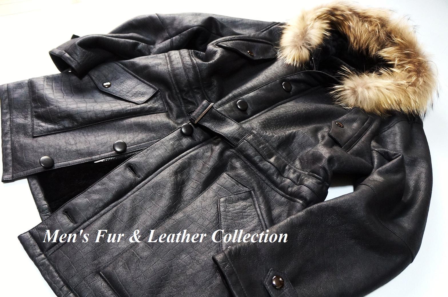 楽天市場】ラクーン＆鰐クロコ型押レザーラム革総ムートミリタリー