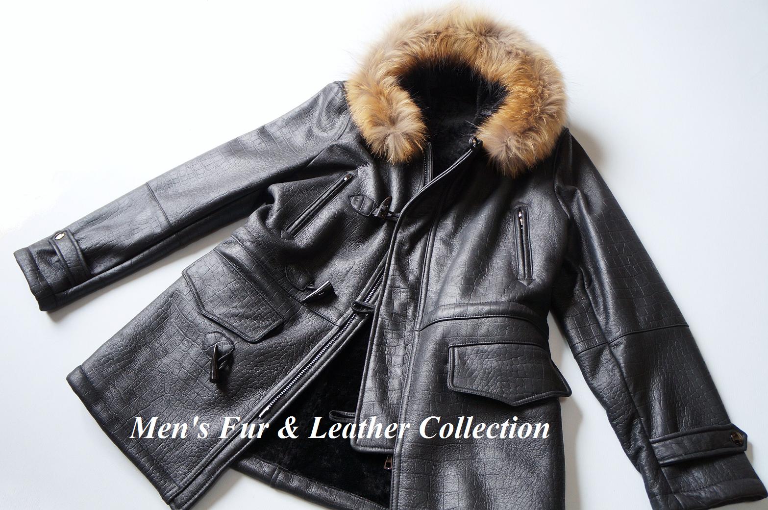 楽天市場】ラクーンファー&ラム革クロコ型押レザー総ムートンコート