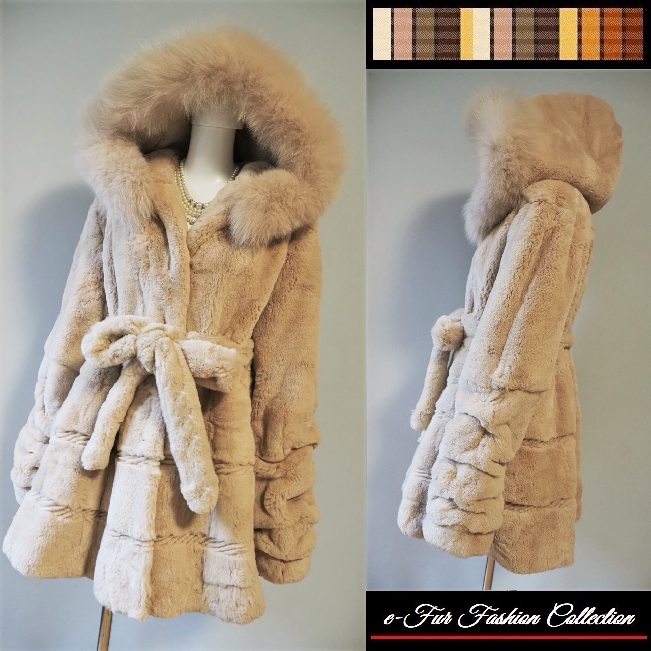 楽天市場】ベージュフォックスファー＆レッキス毛皮コート リアル