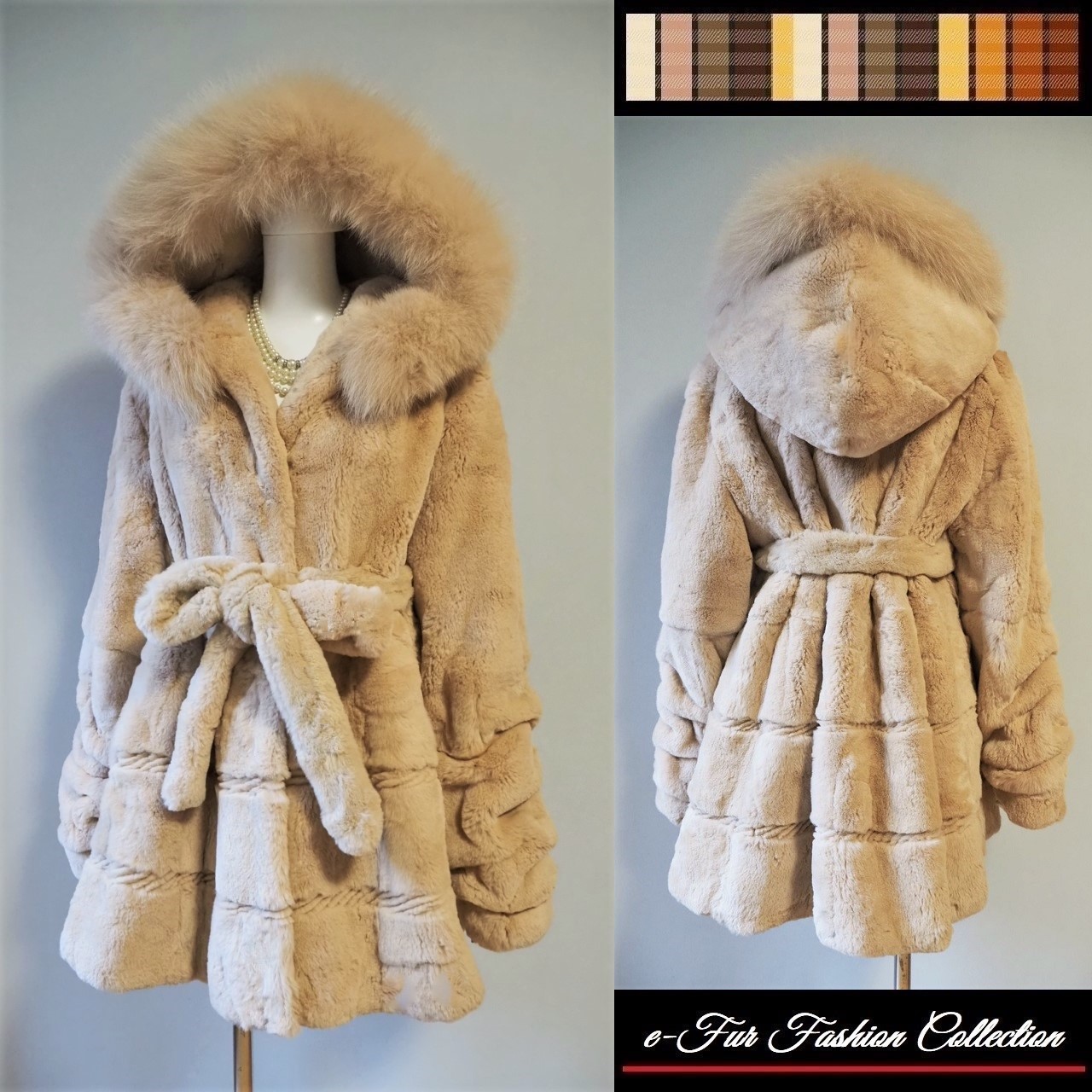 楽天市場】ベージュフォックスファー＆レッキス毛皮コート リアル