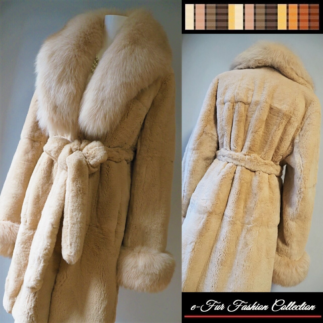 楽天市場】肉厚ベージュフォックスファー＆レッキス毛皮コート リアル