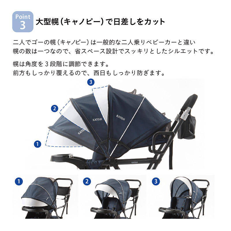 楽天市場】二人乗りベビーカー 二人でゴー ネイビー 二人乗り 双子