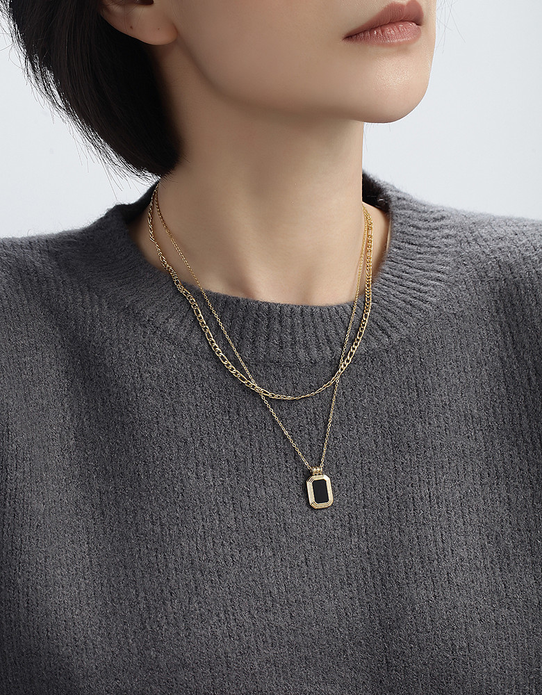 楽天市場】ネックレス ブラックシェル 二連ネックレス レディース