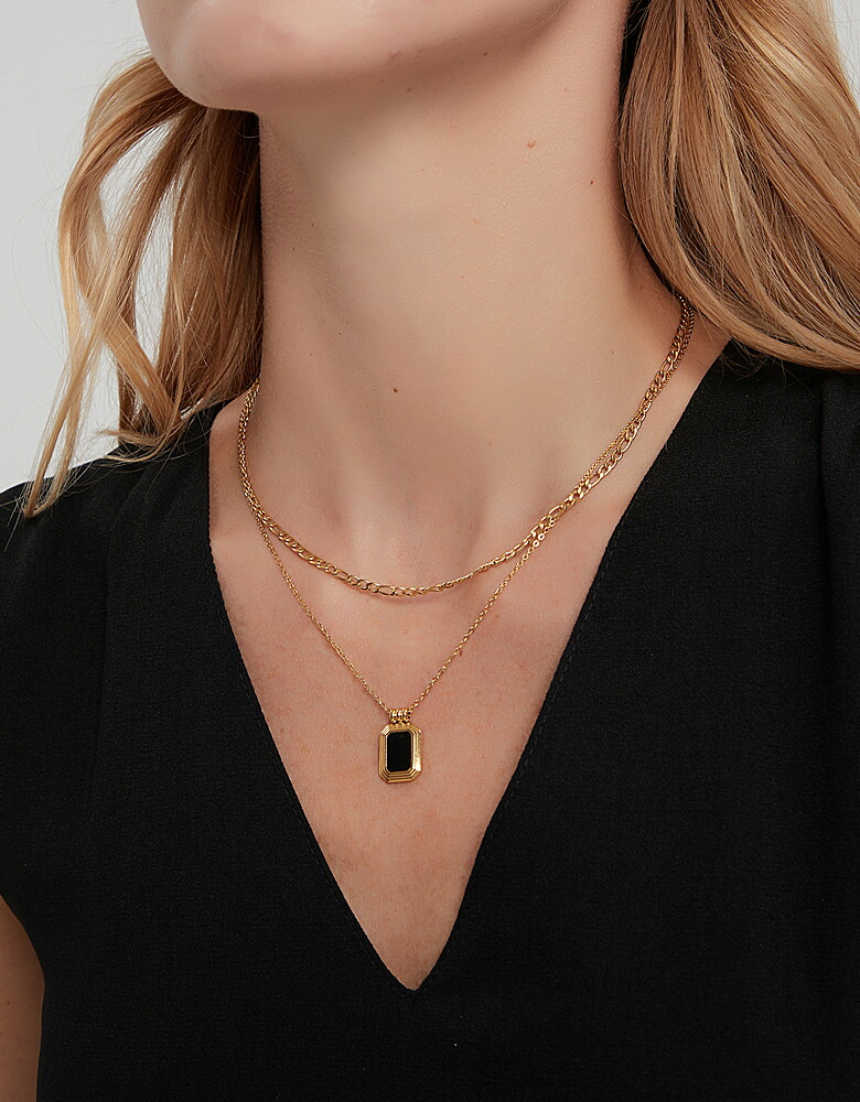 楽天市場】ネックレス ブラックシェル 二連ネックレス レディース