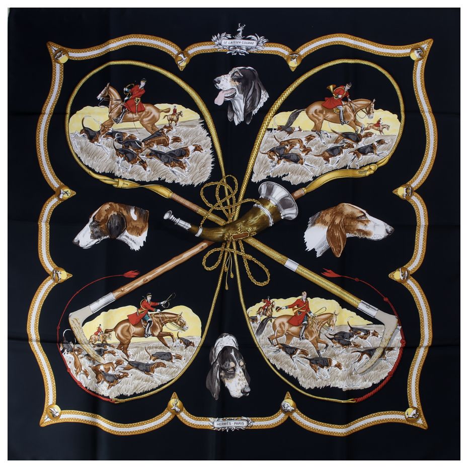 楽天市場】エルメス カレ 90 大判スカーフ LE LAISSER COURRE 猟犬