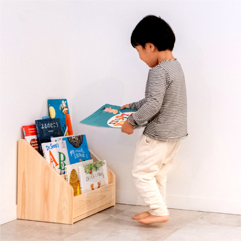 楽天市場】絵本棚 ヒノキ おしゃれ スリム ロータイプ 完成品 収納