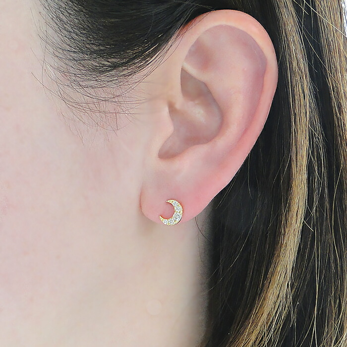 楽天市場】K18YG/Pt900 三日月モチーフダイヤモンド ピアス【0.20ct